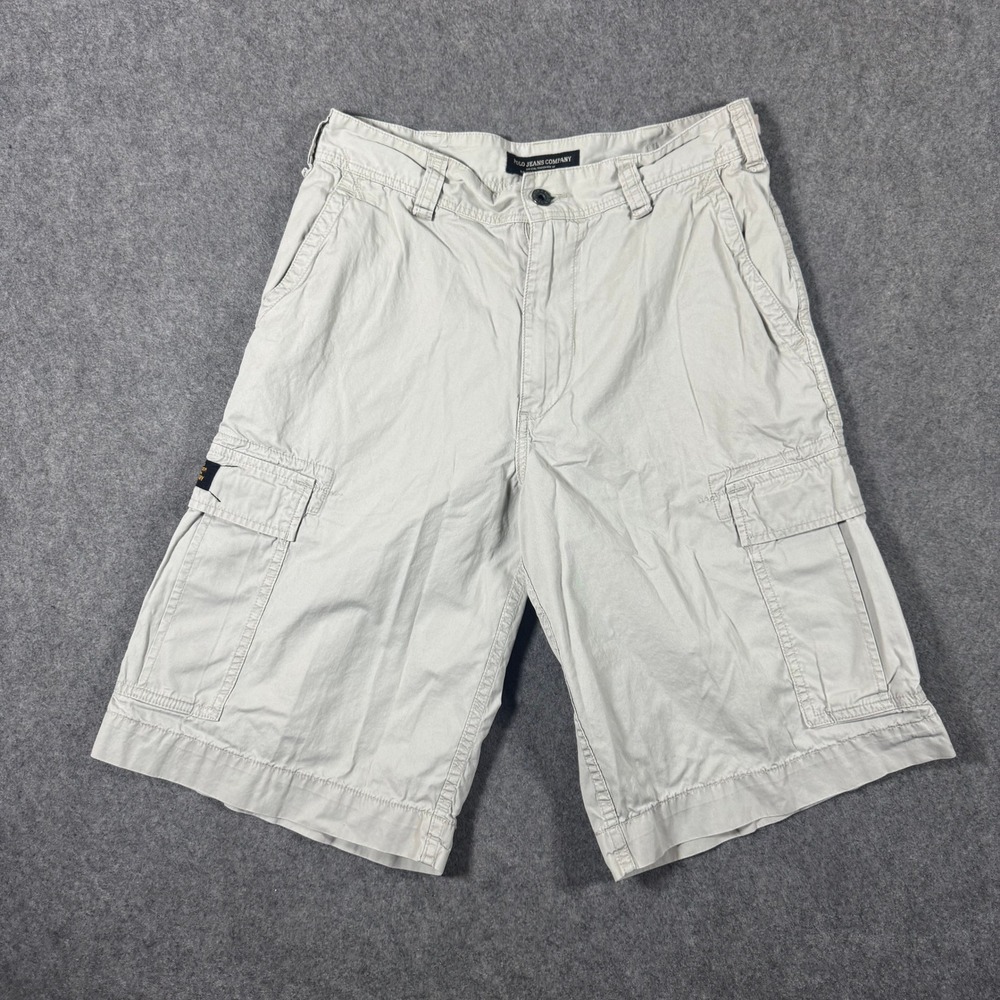 Polo Jeans Co Ralph Lauren Cargo Shorts Mens 30 Khaki Vintage Cotton Relaxed Fit